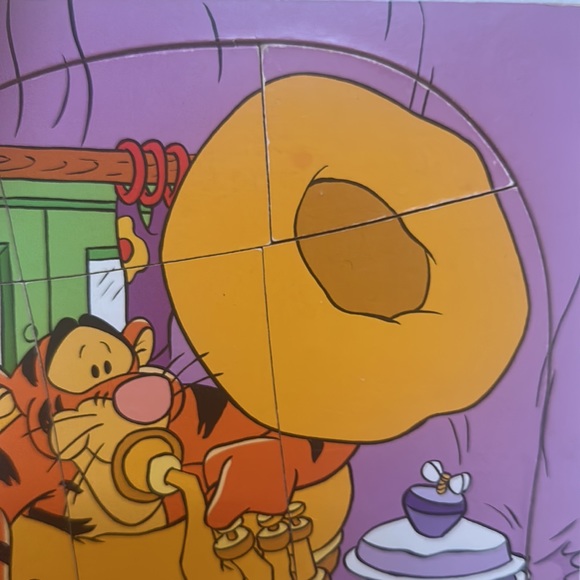 Vintage 1990s Winnie The Pooh Mattel Disney Tigger Tray Wood Puzzle Tuba Kids - Picture 2 of 7